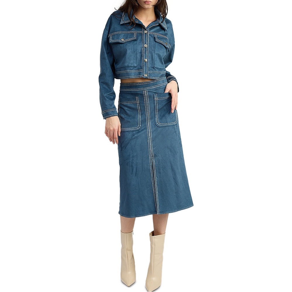 En Saison Robin Midi Skirt faux suede - Picture 7 of 12